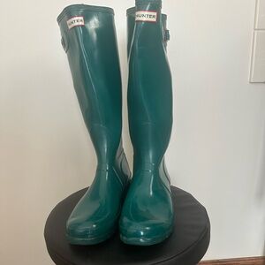 Hunter Glossy Emerald Green Tall Rain Boots US 10 /EU 42